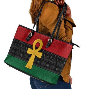 Pan African Ankh Leather Tote Bag Egyptian Cross