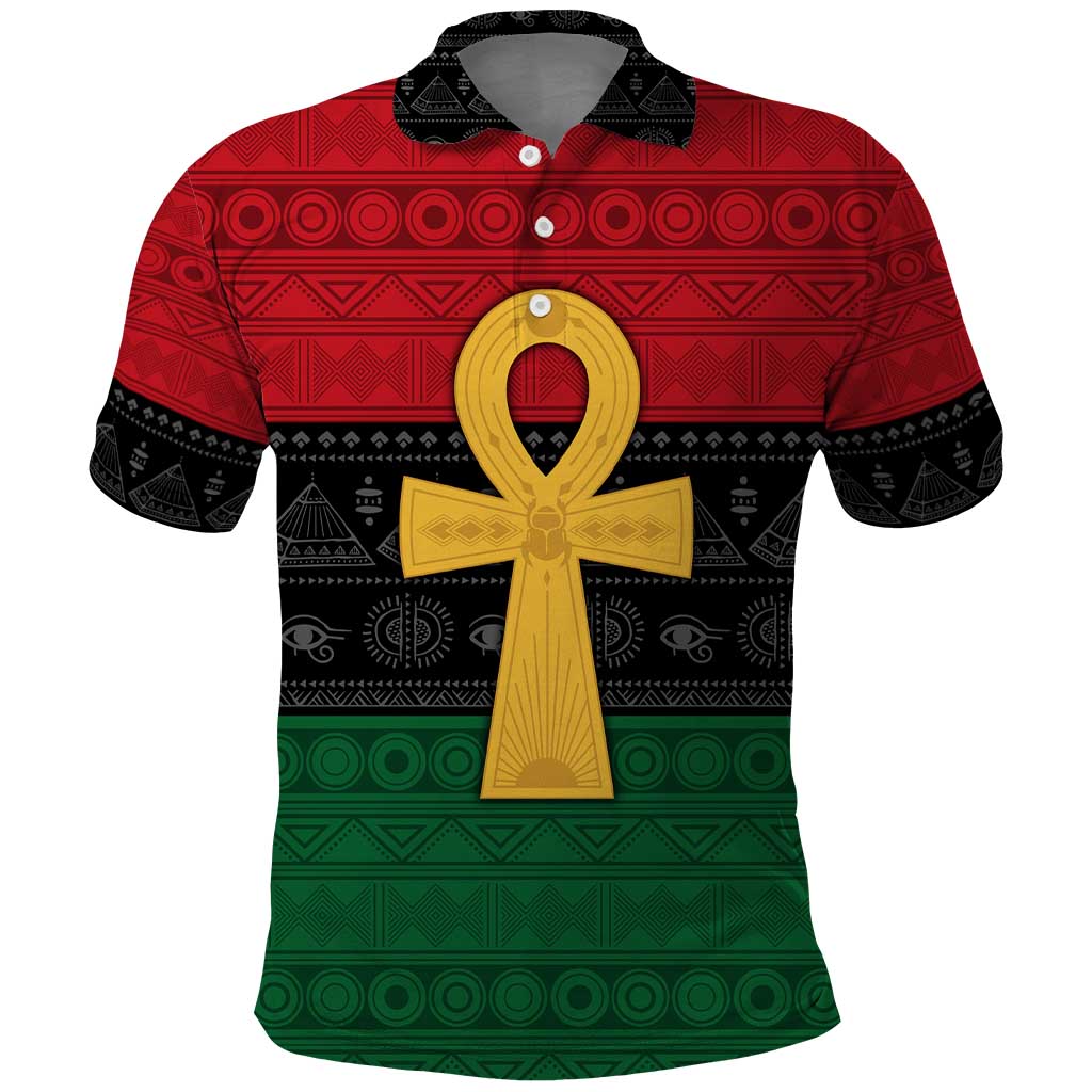 Pan African Ankh Polo Shirt Egyptian Cross