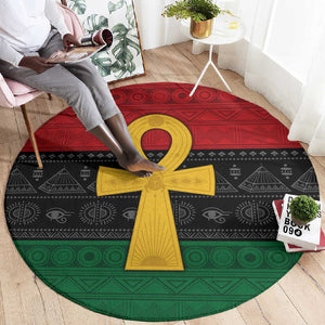 Pan African Ankh Round Carpet Egyptian Cross