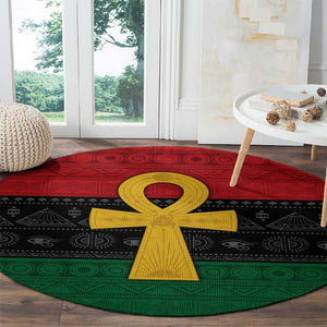 Pan African Ankh Round Carpet Egyptian Cross