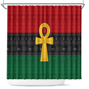 Pan African Ankh Shower Curtain Egyptian Cross