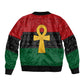 Pan African Ankh Sleeve Zip Bomber Jacket Egyptian Cross