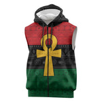 Pan African Ankh Sleeveless Zip Hoodie Egyptian Cross - African Pride
