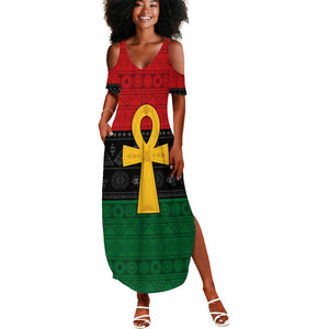 Pan African Ankh Summer Maxi Dress Egyptian Cross