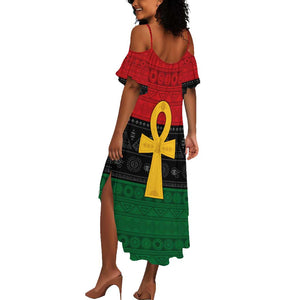 Pan African Ankh Summer Maxi Dress Egyptian Cross