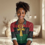 Pan African Ankh Women Casual Shirt Egyptian Cross DT02