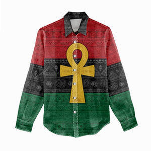 Pan African Ankh Women Casual Shirt Egyptian Cross