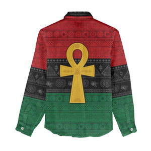 Pan African Ankh Women Casual Shirt Egyptian Cross