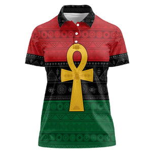 Pan African Ankh Women Polo Shirt Egyptian Cross