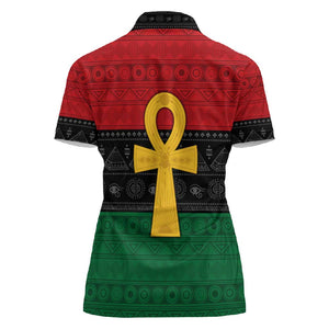 Pan African Ankh Women Polo Shirt Egyptian Cross