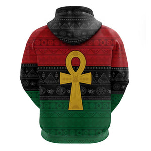 Pan African Ankh Zip Hoodie Egyptian Cross