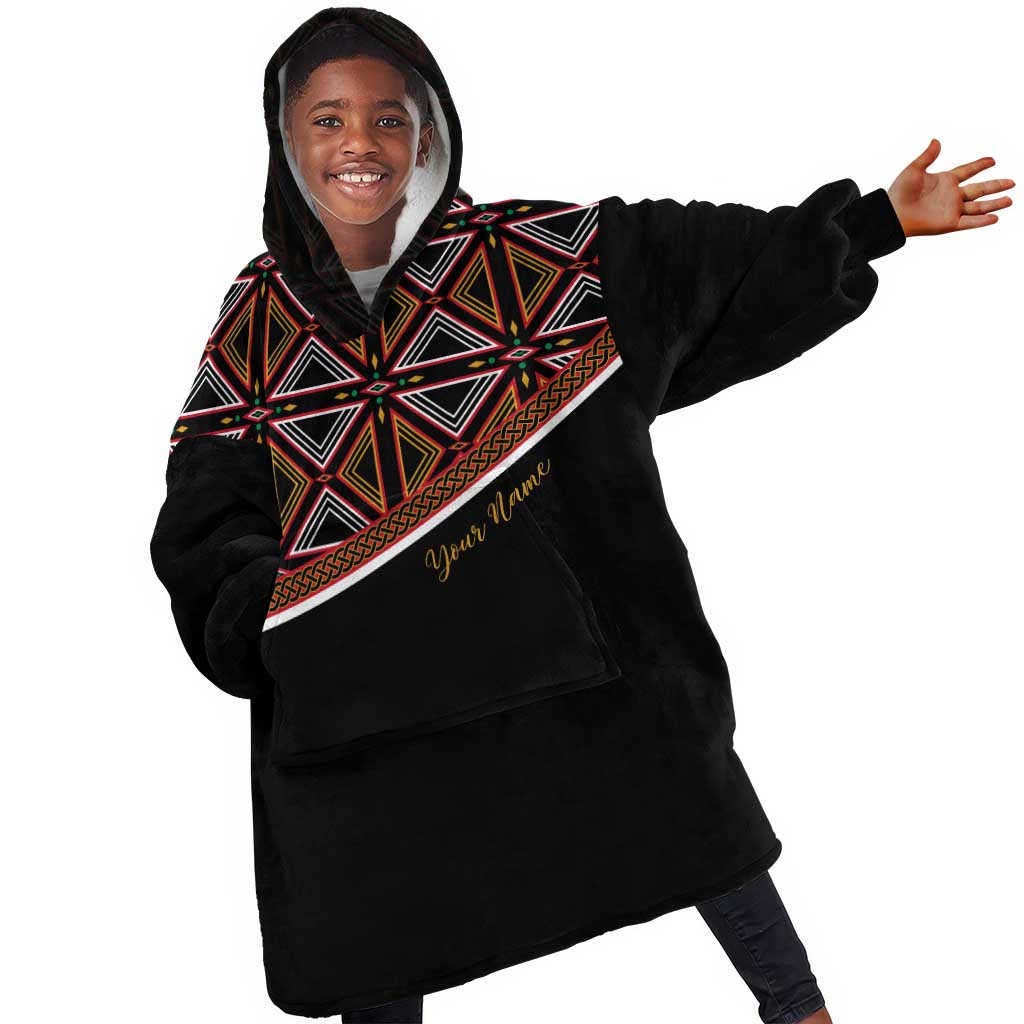 Personalized Bamenda African KId Wearable Blanket Hoodie Atoghu Cameroon Print