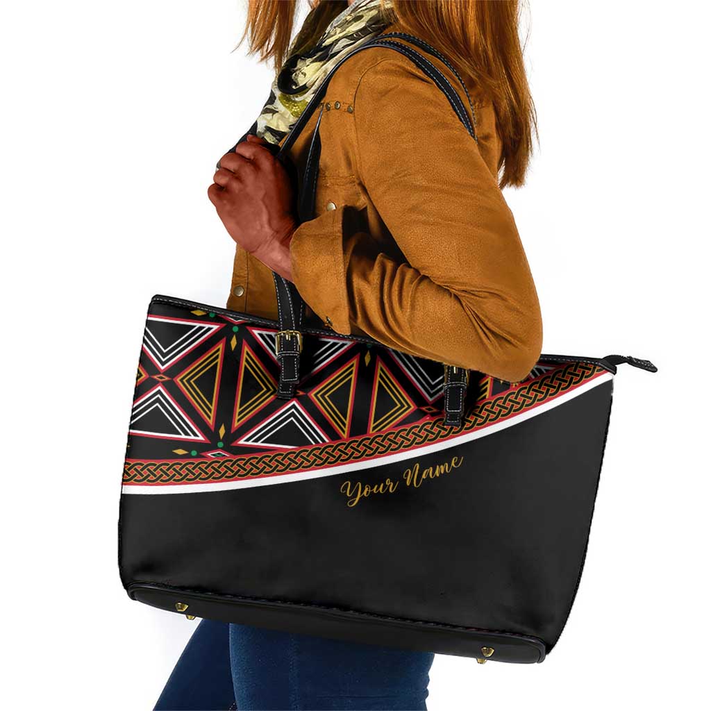 Personalized Bamenda African Leather Tote Bag Atoghu Cameroon Print