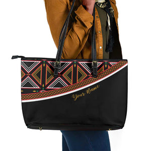 Personalized Bamenda African Leather Tote Bag Atoghu Cameroon Print