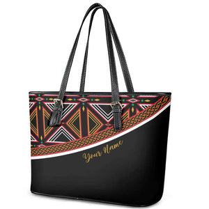 Personalized Bamenda African Leather Tote Bag Atoghu Cameroon Print