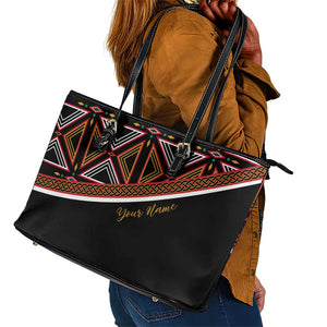 Personalized Bamenda African Leather Tote Bag Atoghu Cameroon Print