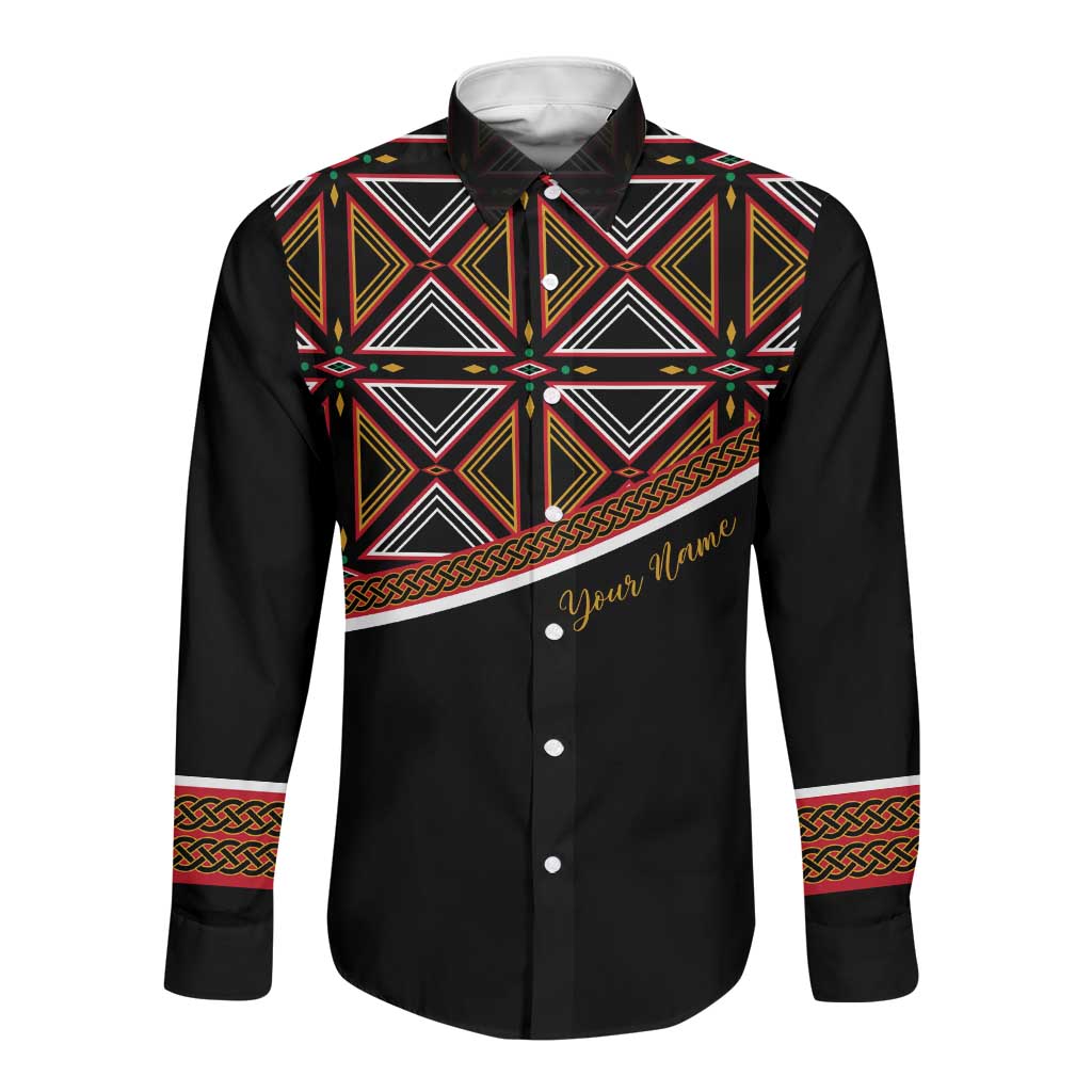 Personalized Bamenda African Long Sleeve Button Shirt Atoghu Cameroon Print