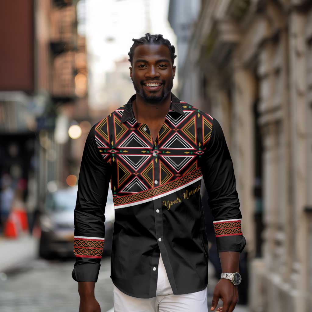 Personalized Bamenda African Long Sleeve Button Shirt Atoghu Cameroon Print