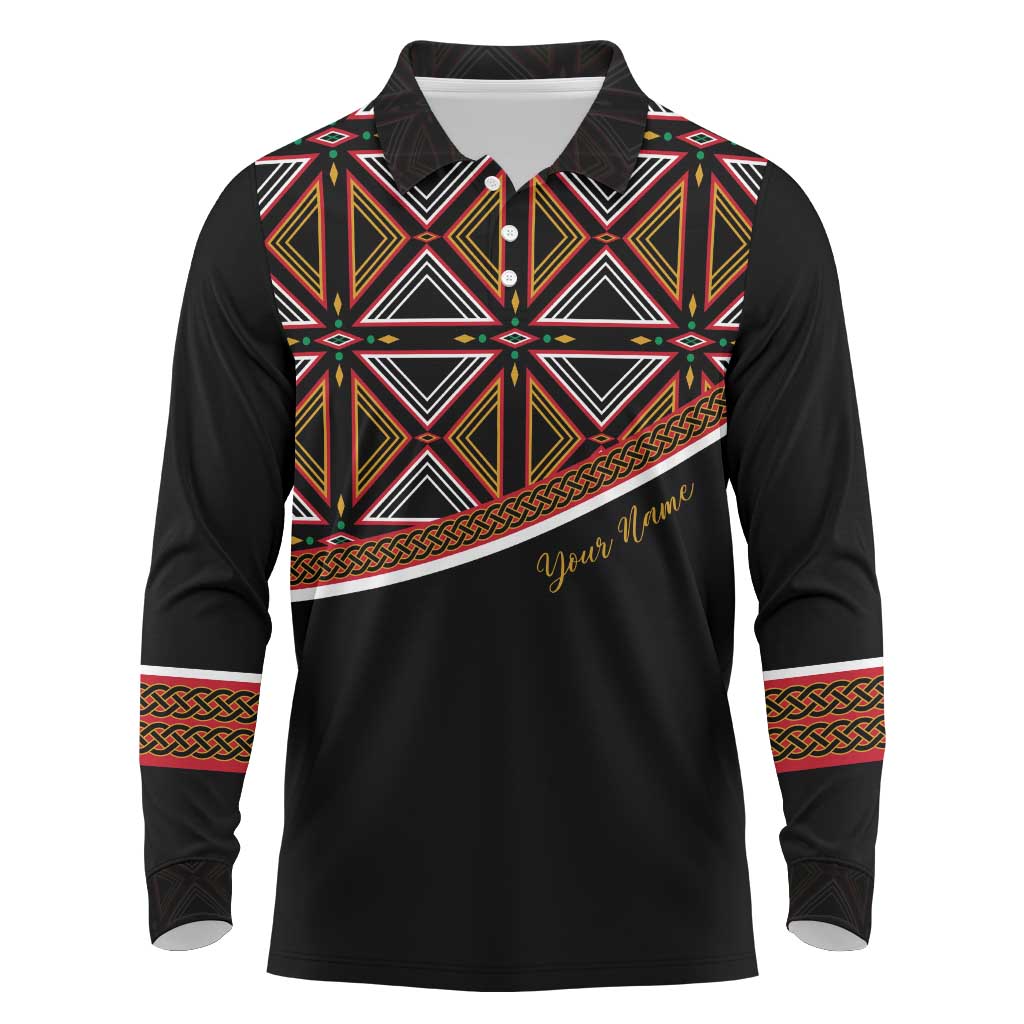 Personalized Bamenda African Long Sleeve Polo Shirt Atoghu Cameroon Print