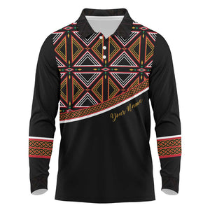 Personalized Bamenda African Long Sleeve Polo Shirt Atoghu Cameroon Print