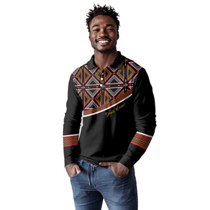 Personalized Bamenda African Long Sleeve Polo Shirt Atoghu Cameroon Print