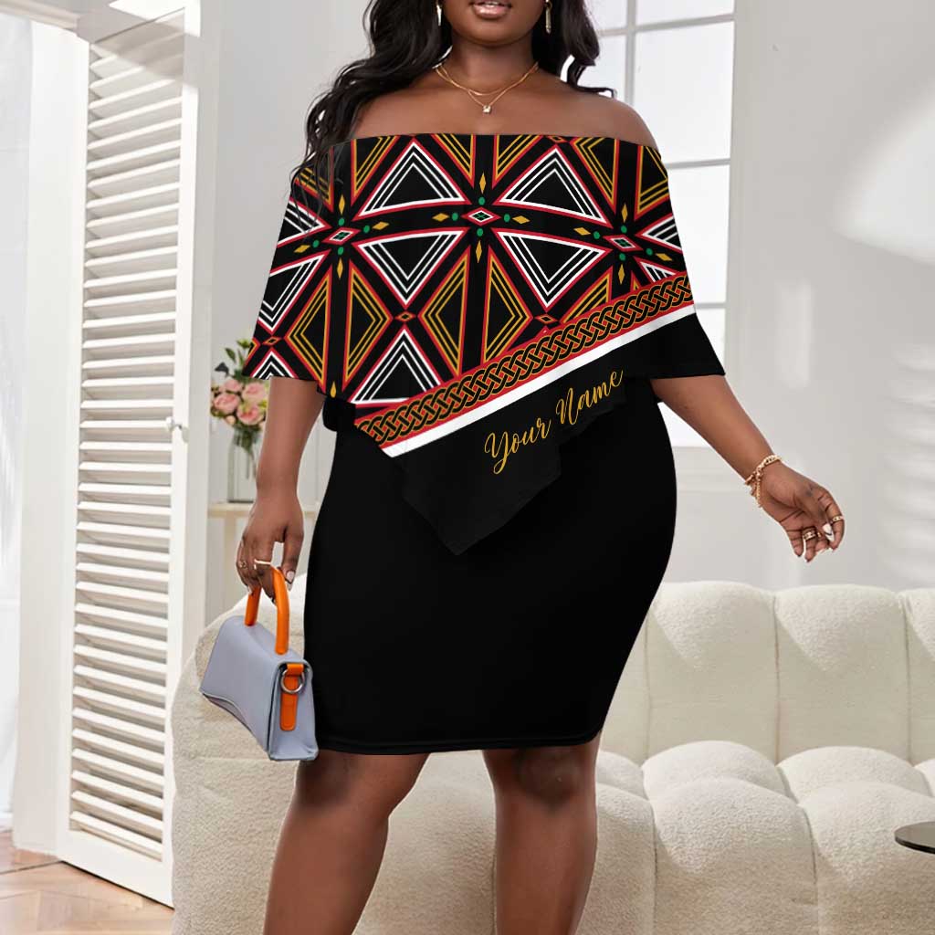 Personalized Bamenda African Off Shoulder Short Dress Atoghu Cameroon Print