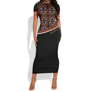 Personalized Bamenda African Short Sleeve Bodycon Dress Atoghu Cameroon Print