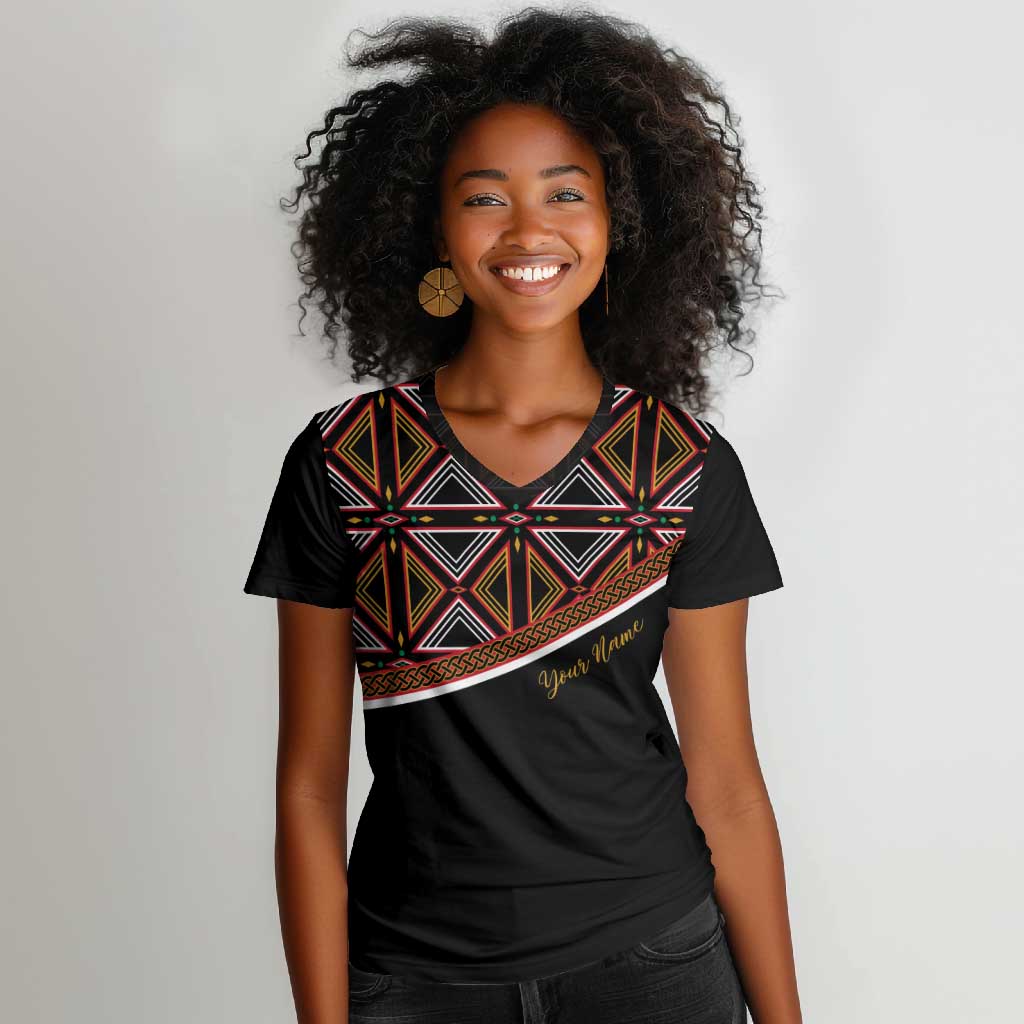 Personalized Bamenda African Women V-Neck T-Shirt Atoghu Cameroon Print