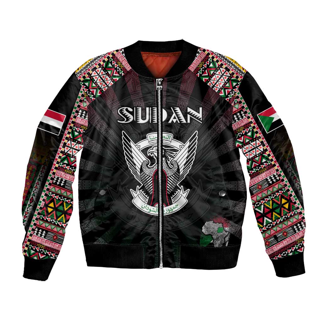 Personalized Sudan Roots Bomber Jacket African Pride in Fingerprint and Tribal Colors