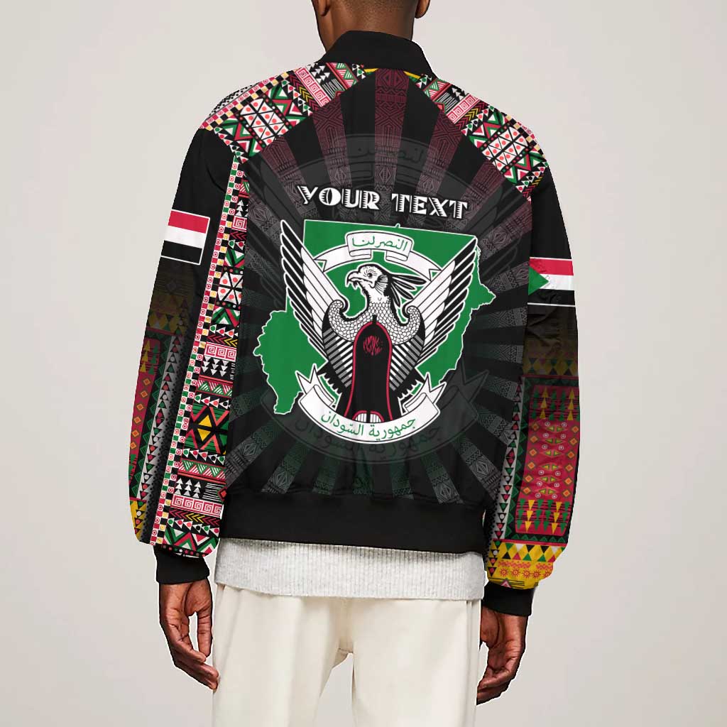 Personalized Sudan Roots Bomber Jacket African Pride in Fingerprint and Tribal Colors