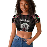 Personalized Sudan Roots Raglan Cropped T shirt African Pride in Fingerprint and Tribal Colors