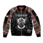 Personalized Sudan Roots Sleeve Zip Bomber Jacket African Pride in Fingerprint and Tribal Colors