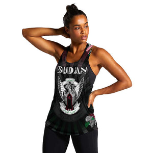 Personalized Sudan Roots Women Racerback Tank African Pride in Fingerprint and Tribal Colors