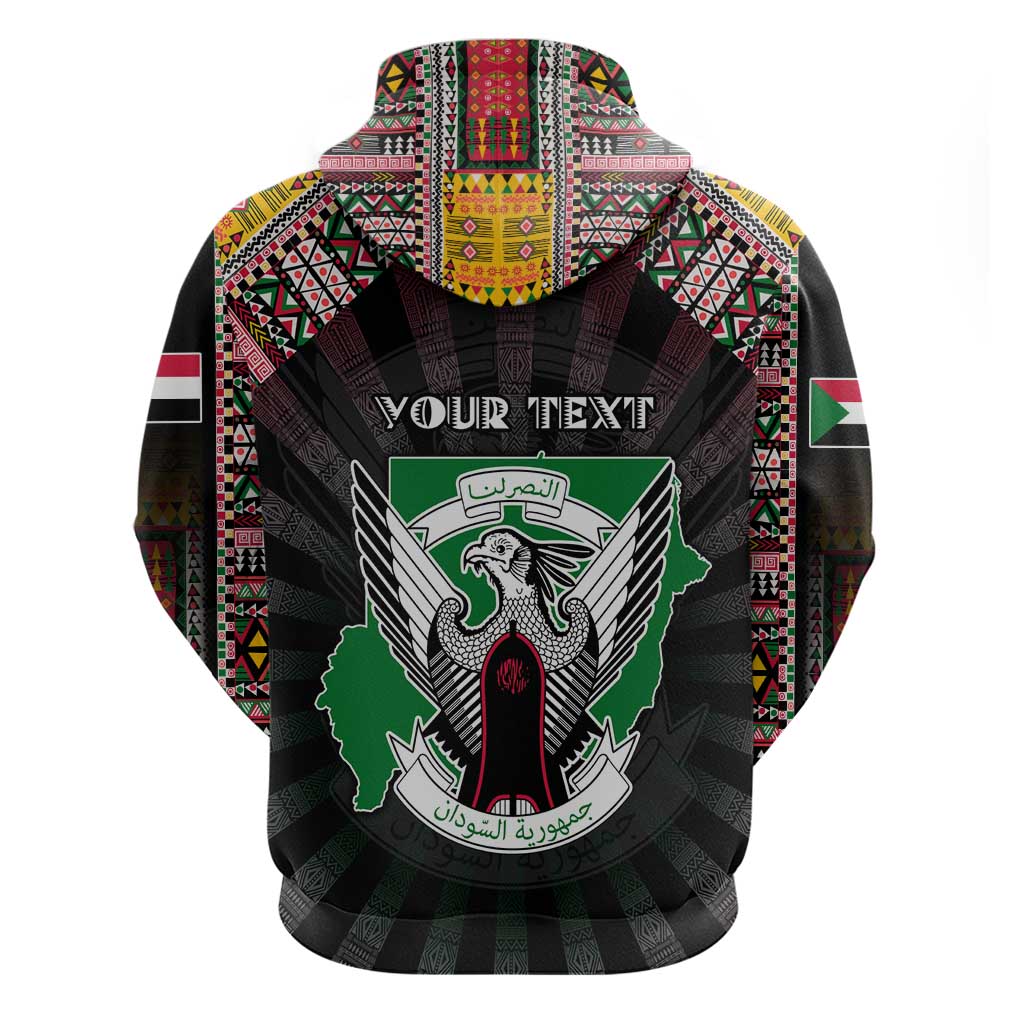 Personalized Sudan Roots Zip Hoodie African Pride in Fingerprint and Tribal Colors