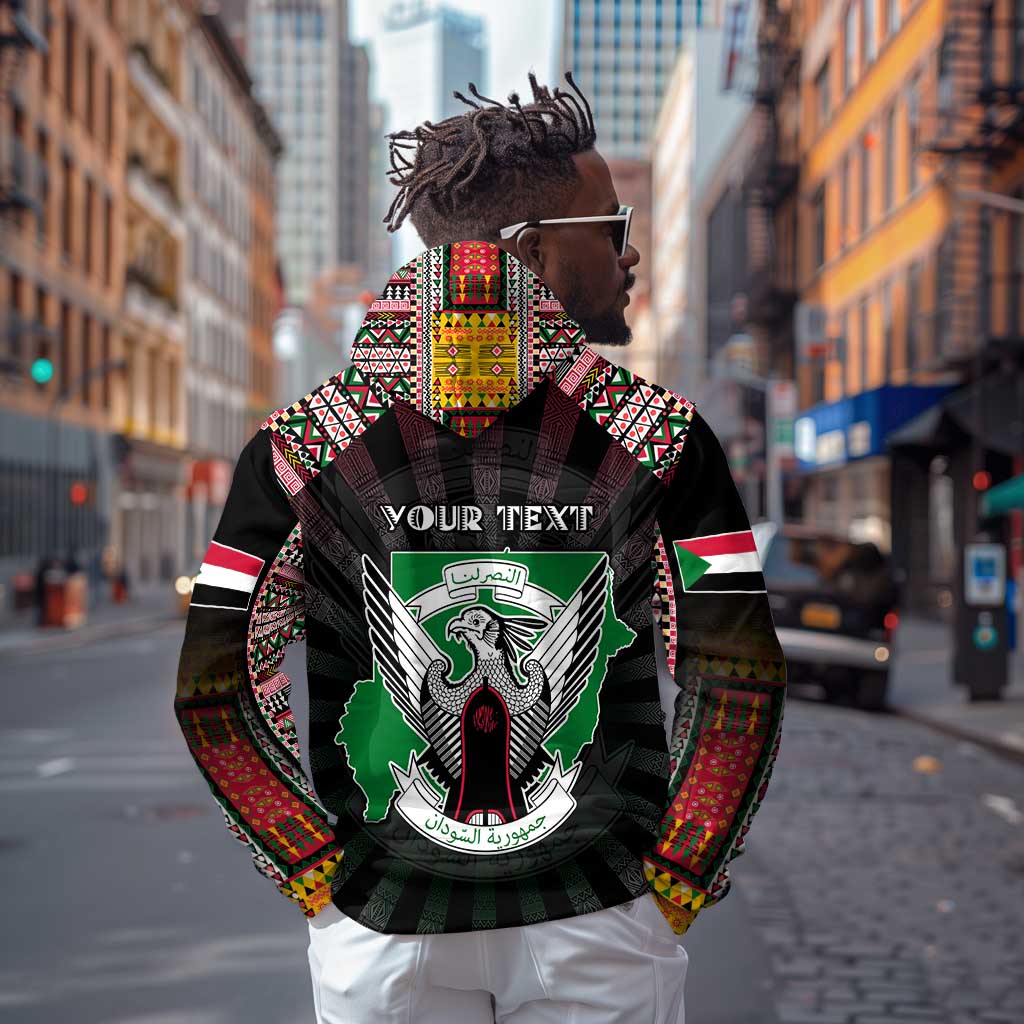 Personalized Sudan Roots Zip Hoodie African Pride in Fingerprint and Tribal Colors