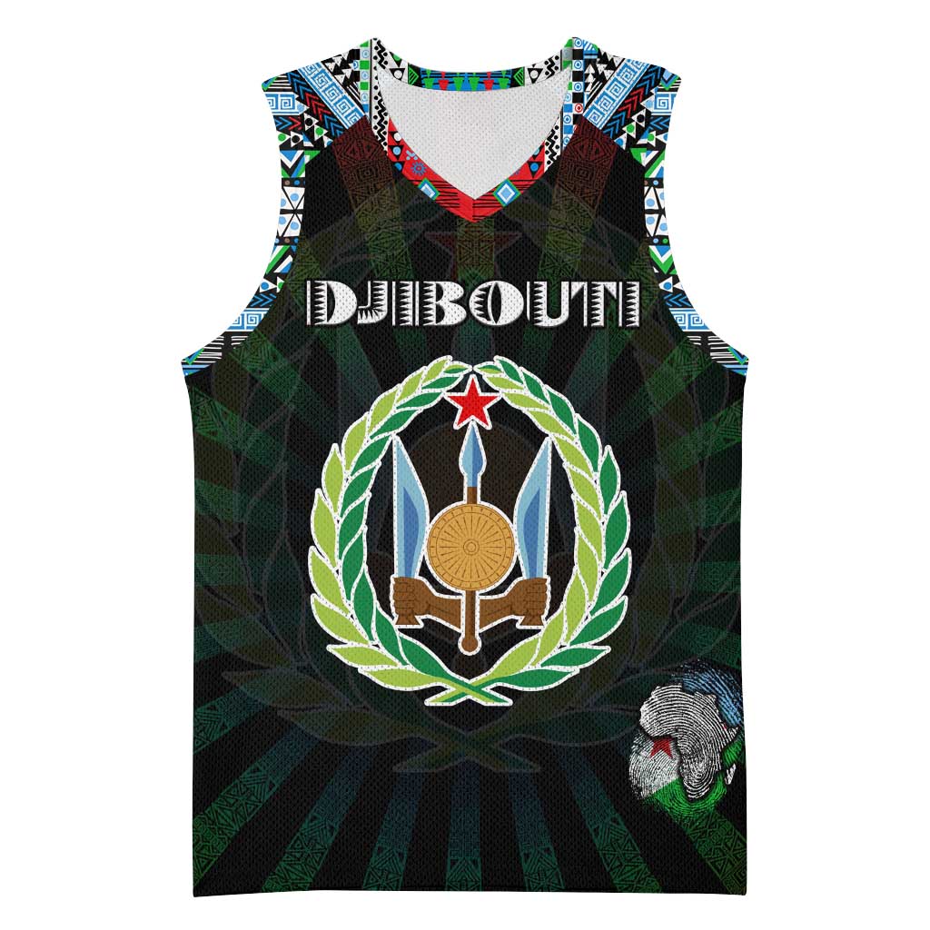 Personalized Djibouti Roots Basketball Jersey African Pride in Fingerprint and Tribal Colors DT02