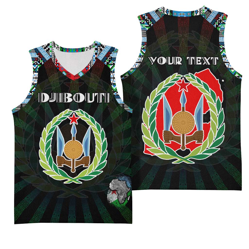 Personalized Djibouti Roots Basketball Jersey African Pride in Fingerprint and Tribal Colors DT02