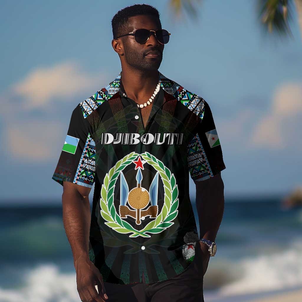 Personalized Djibouti Roots Hawaiian Shirt African Pride in Fingerprint and Tribal Colors