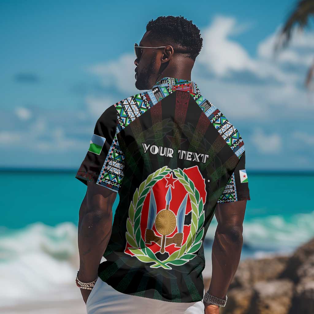 Personalized Djibouti Roots Hawaiian Shirt African Pride in Fingerprint and Tribal Colors