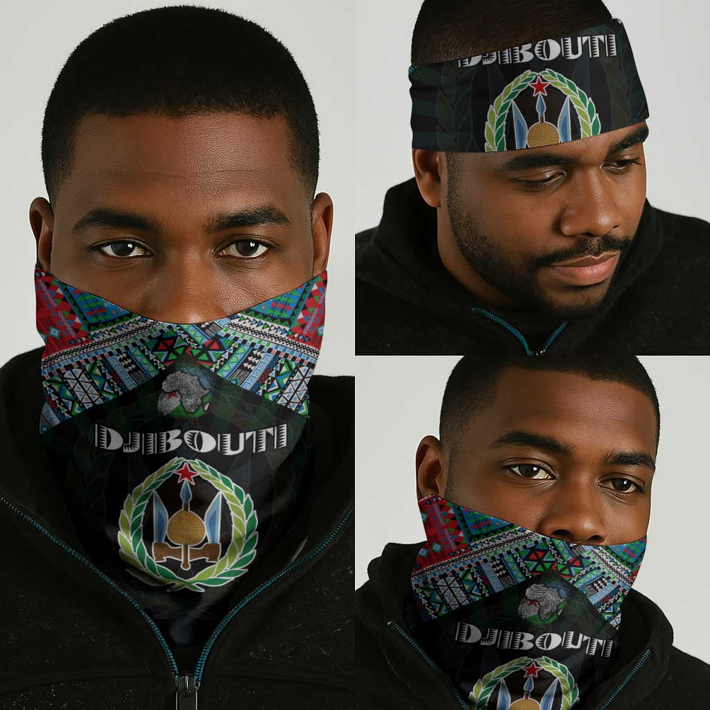Djibouti Roots Neck Gaiter African Pride in Fingerprint and Tribal Colors DT02