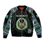 Personalized Djibouti Roots Sleeve Zip Bomber Jacket African Pride in Fingerprint and Tribal Colors