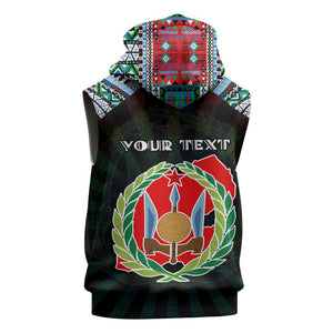 Personalized Djibouti Roots Sleeveless Hoodie African Pride in Fingerprint and Tribal Colors - African Pride