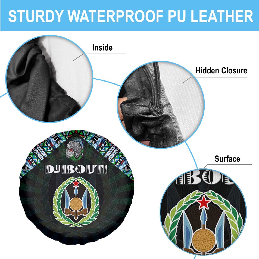 Djibouti Roots Spare Tire Cover African Pride in Fingerprint and Tribal Colors