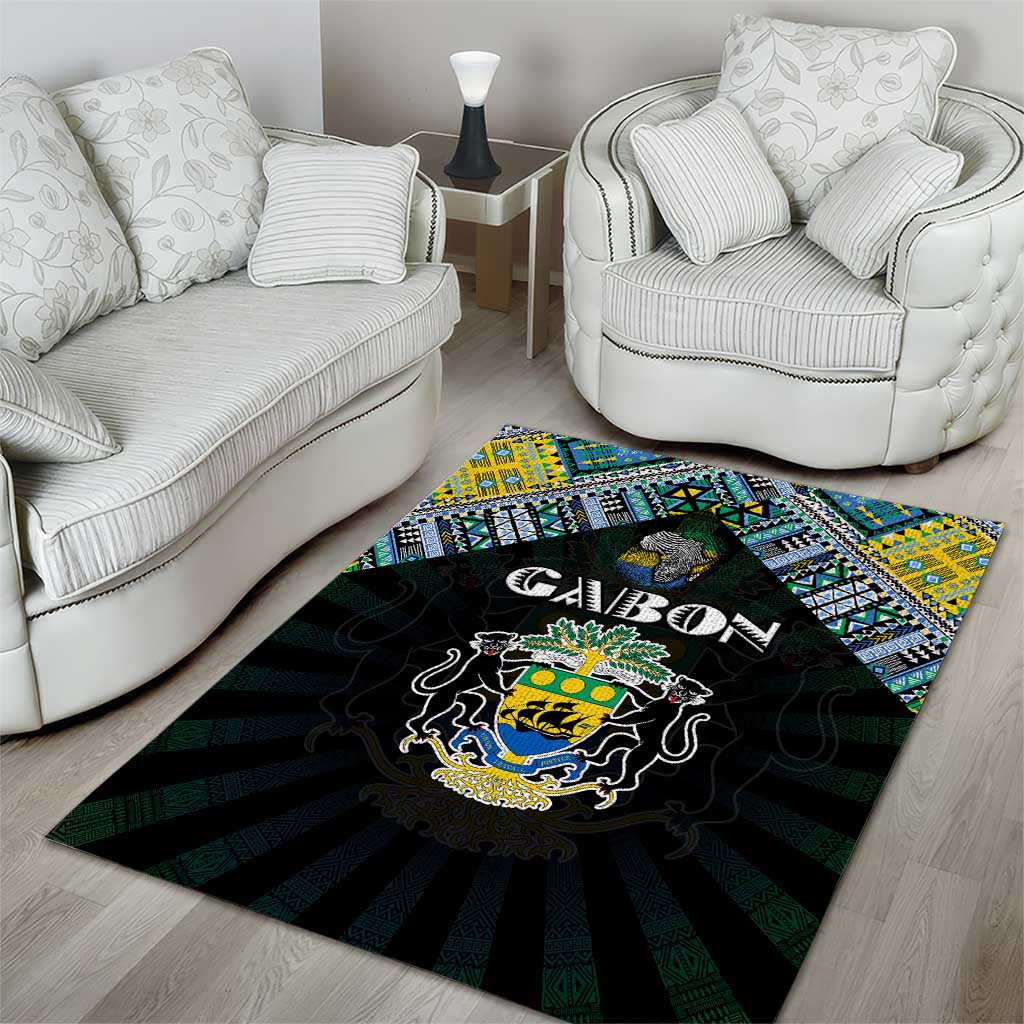 Gabon Roots Area Rug African Pride in Fingerprint and Tribal Colors