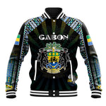 Personalized Gabon Roots Baseball Jacket African Pride in Fingerprint and Tribal Colors