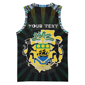 Personalized Gabon Roots Basketball Jersey African Pride in Fingerprint and Tribal Colors DT02