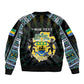 Personalized Gabon Roots Bomber Jacket African Pride in Fingerprint and Tribal Colors