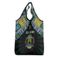 Gabon Roots Grocery Bag African Pride in Fingerprint and Tribal Colors