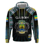 Personalized Gabon Roots Hoodie African Pride in Fingerprint and Tribal Colors