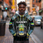 Personalized Gabon Roots Hoodie African Pride in Fingerprint and Tribal Colors